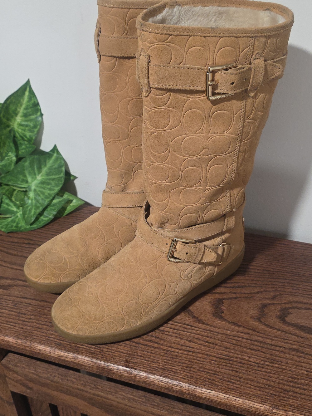 Coach Thelma Tan Embossed Signatue C Pullon Boots Womens 8 - Picture 10 of 10